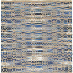 Homeroots 9' X 12' Round Navy And Tan Striated Area Rug  Jute 395132