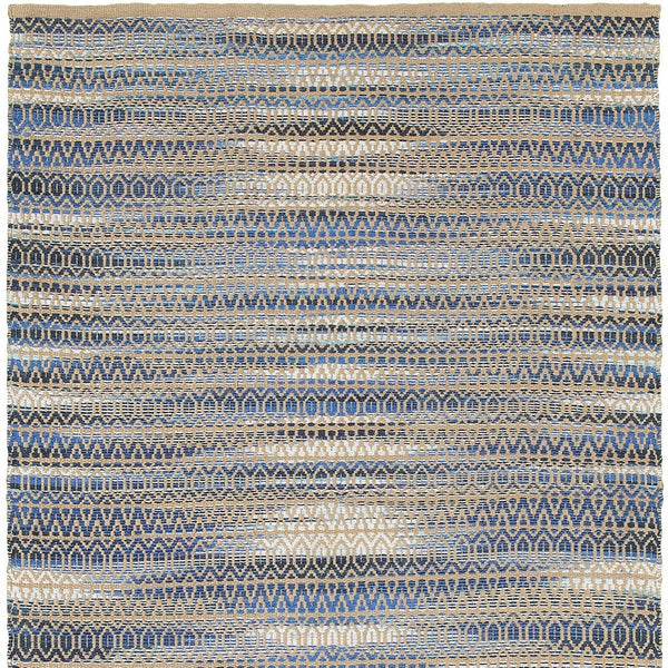 Homeroots 9' X 12' Round Navy And Tan Striated Area Rug  Jute 395132