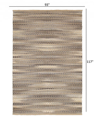 Homeroots 8' X 10' Gray And Tan Striated Runner Rug  Jute 395134