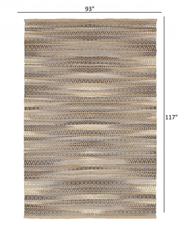 Homeroots 8' X 10' Gray And Tan Striated Runner Rug  Jute 395134