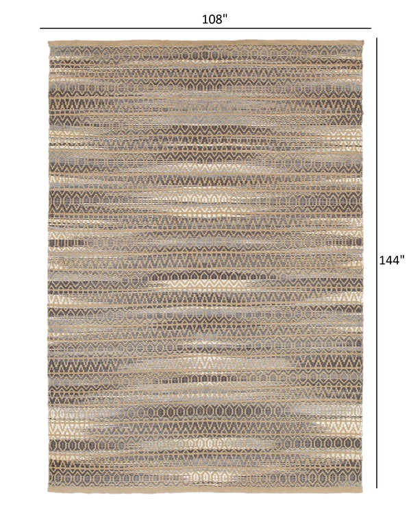 Homeroots 9' X 12' Gray And Tan Striated Runner Rug  Jute 395135
