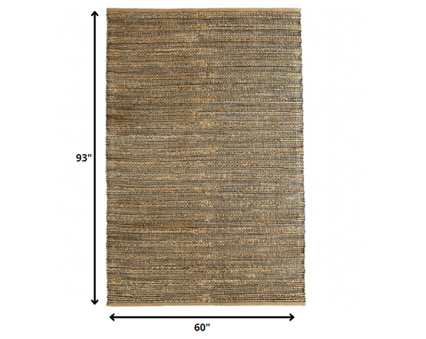 Homeroots 5' X 8' Natural Hand Woven Area Rug  Jute 395136
