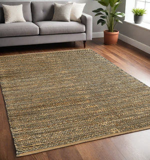 Homeroots 5' X 8' Natural Hand Woven Area Rug  Jute 395136