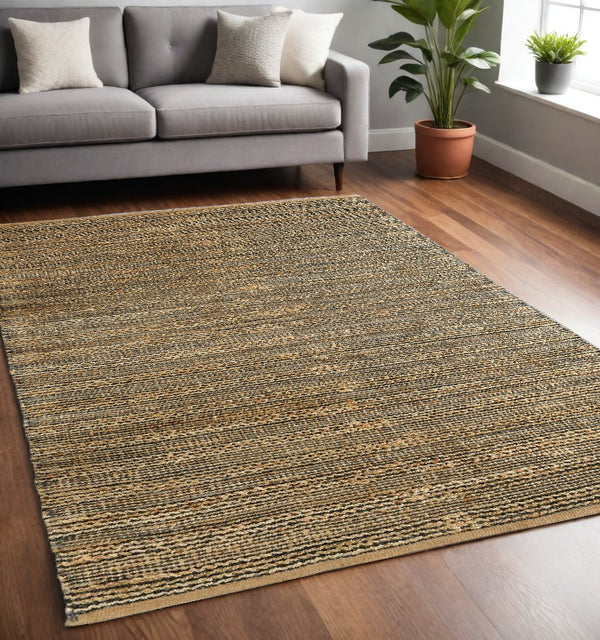 Homeroots 5' X 8' Natural Hand Woven Area Rug  Jute 395136