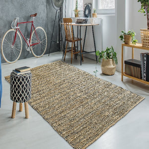 Homeroots 8' X 10' Natural Hand Woven Area Rug  Jute 395137