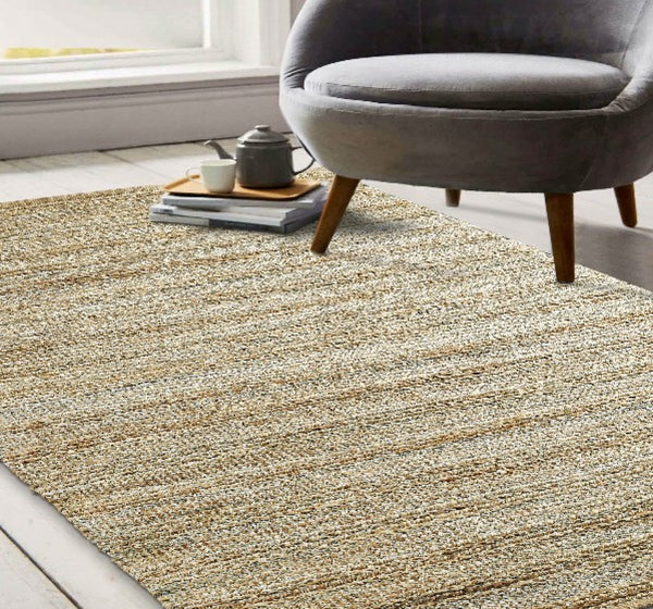 Homeroots 8' X 10' Natural Hand Woven Area Rug  Jute 395139