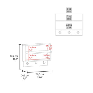English Elm Doki Wall Organizer with Open Shelves in White & Oak — Modern Floating Storage, Easy Install, Versatile B128P375310