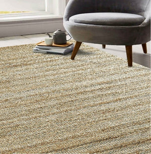 Homeroots 9' X 12' Natural Hand Woven Area Rug  Jute 395140