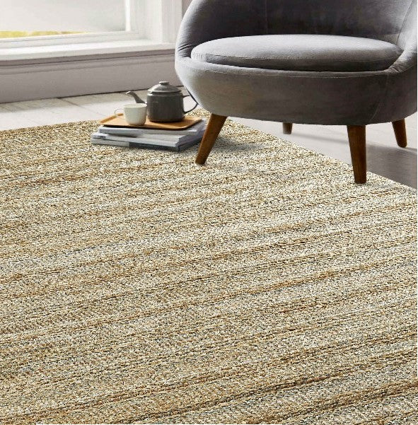 Homeroots 9' X 12' Natural Hand Woven Area Rug  Jute 395140