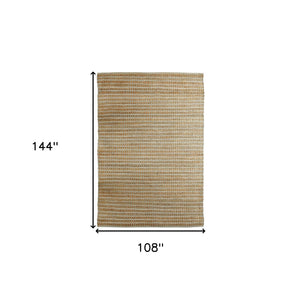 Homeroots 5' Hand Woven Area Rug - Unique Artisan Crafted Design For Warmth And Elegance In Any Room 9' X 12' Jute 395143