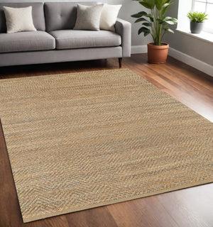 Homeroots 5' X 8' Natural Hand Woven Area Rug  Jute 395144