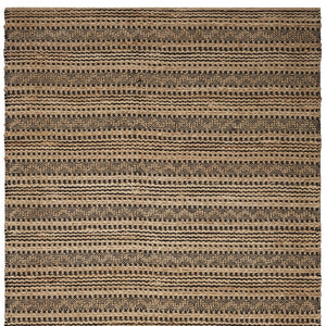 Homeroots 9' X 13' Tan And Black Intricate Striped Area Rug  Jute 395149