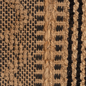 Homeroots 9' X 13' Tan And Black Intricate Striped Area Rug  Jute 395149