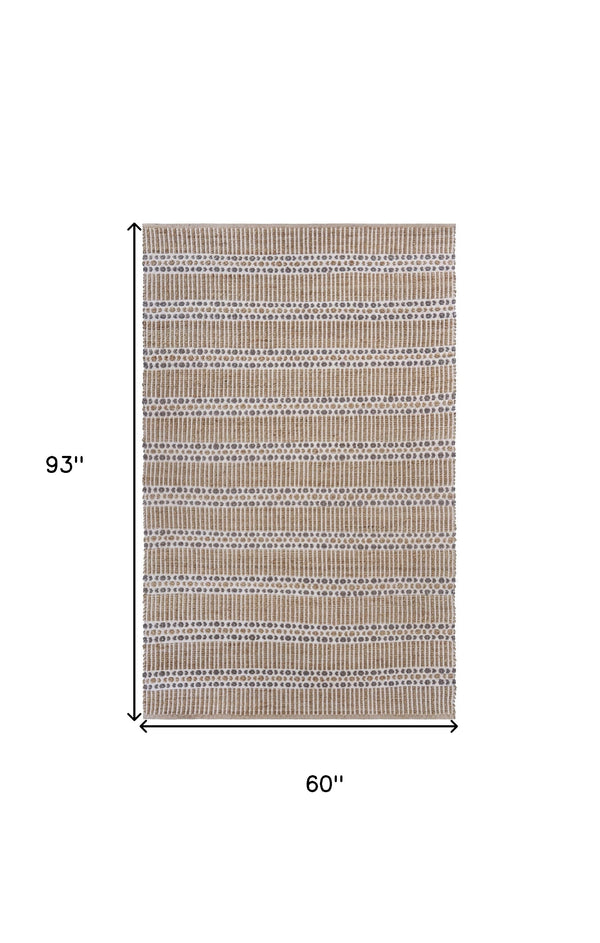Homeroots 5' X 8' Natural Hand Woven Area Rug  Jute 395153