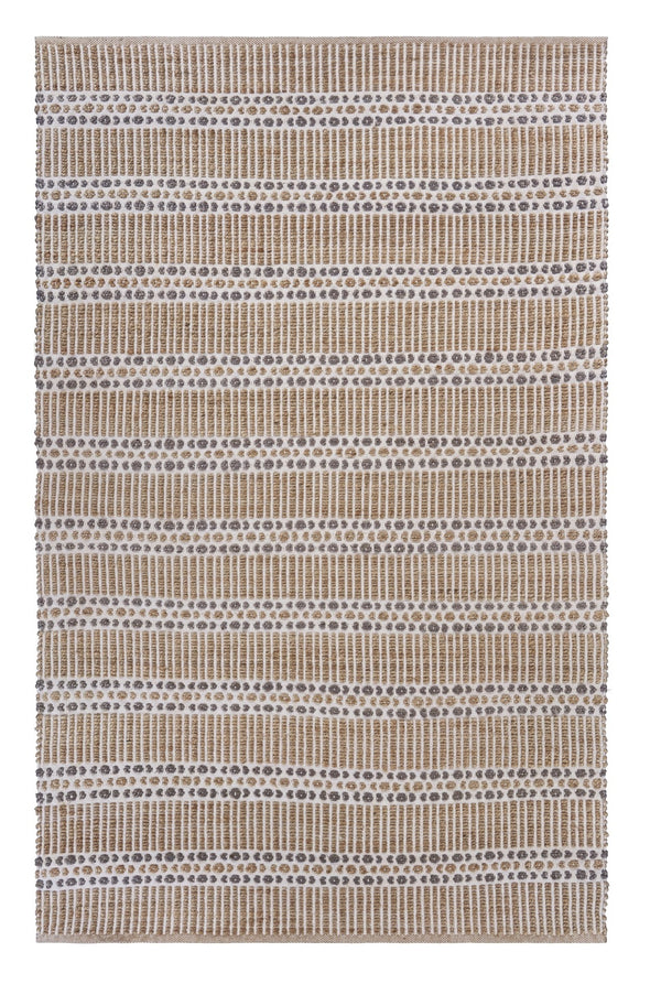 Homeroots 9' X 12' Tan And Gray Detailed Stripes Area Rug  Jute 395155