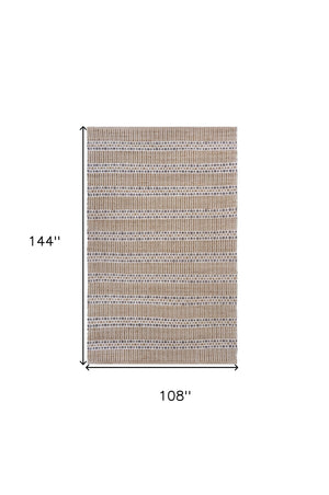 Homeroots 9' X 12' Tan And Gray Detailed Stripes Area Rug  Jute 395155