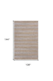 Homeroots 9' X 12' Tan And Gray Detailed Stripes Area Rug  Jute 395155