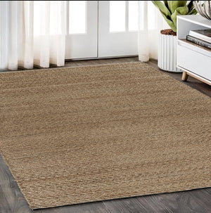 Homeroots 5' X 8' Natural Hand Woven Area Rug  Jute 395159