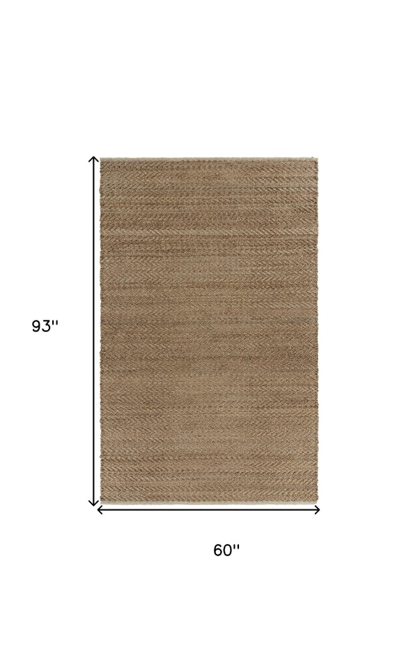 Homeroots 5' X 8' Natural Hand Woven Area Rug  Jute 395159