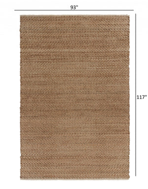 Homeroots 8' X 10' Natural Hand Woven Area Rug  Jute 395160
