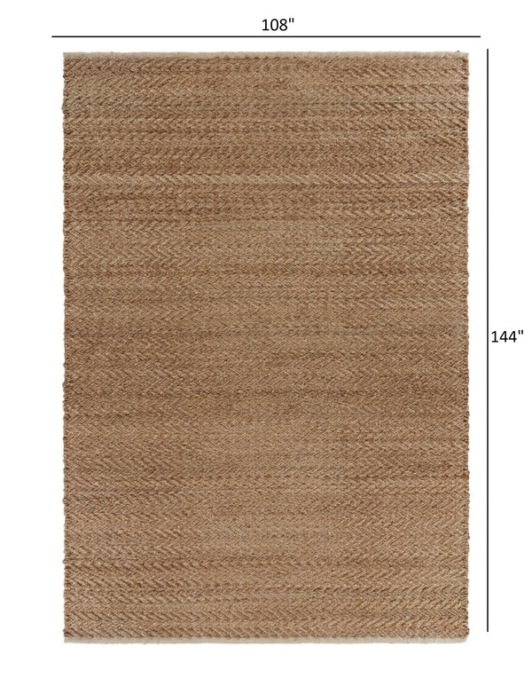 Homeroots 9' X 12' Natural Hand Woven Area Rug  Jute 395161