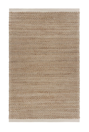 Homeroots 5' X 8' Tan And White Detailed Woven Area Rug  Jute 395165