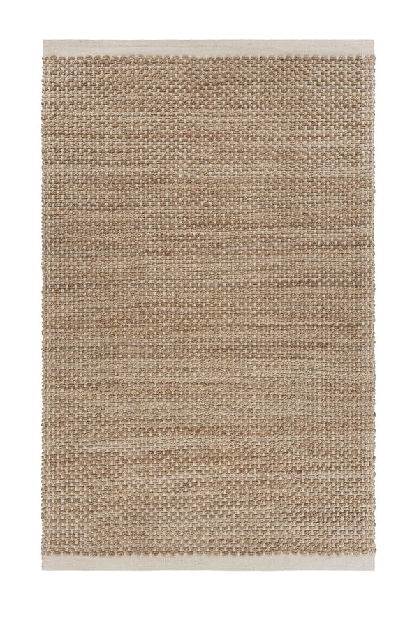Homeroots 5' X 8' Tan And White Detailed Woven Area Rug  Jute 395165