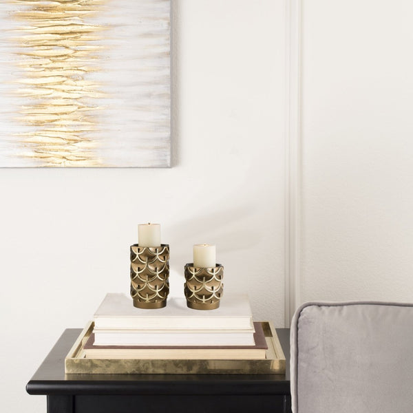 English Elm 5.5" and 8" Golden Polyresin Owl Wing Candleholders Glam Mantel Decor Set of 2 B072116549