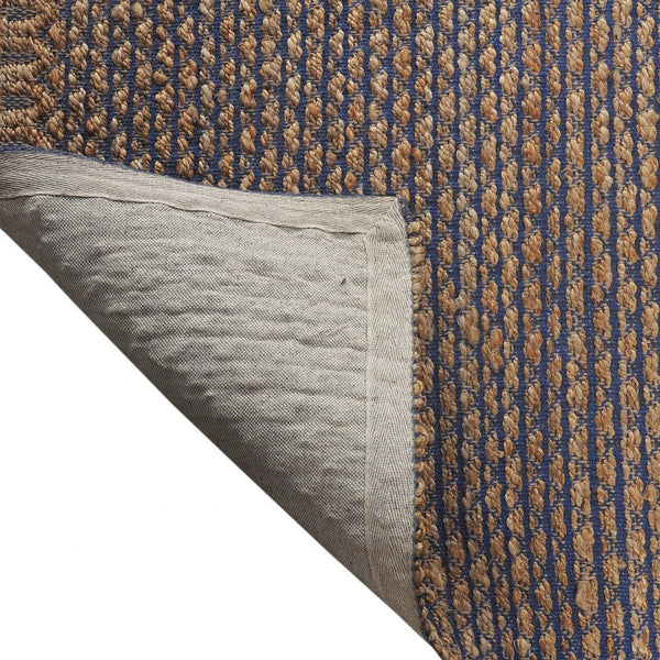 Homeroots 5' X 8' Tan And Blue Detailed Lattice Area Rug  Jute 395171