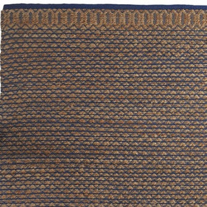HomeRoots 8' Tan and Navy Lattice Area Rug - Handcrafted Bohemian Design for High-Traffic Indoor Spaces 8' X 10' 395172