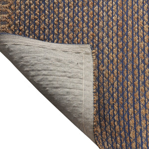 Homeroots 9' X 12' Tan And Blue Detailed Lattice Area Rug  Jute 395173