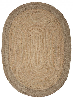 Homeroots 7' Natural Toned Oval Shaped Area Rug  Jute 395174