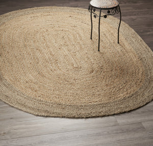 Homeroots 7' Natural Toned Oval Shaped Area Rug  Jute 395174