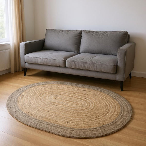 HomeRoots 5' Hand-Braided Natural Jute Oval Rug – Eco-Friendly, Durable, and Stylish for Any Room Decor 5' X 7' 395174