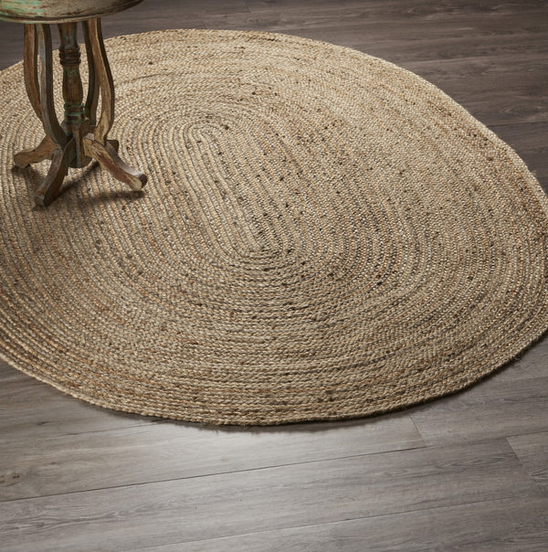 Homeroots 7' Brown Oval Shaped Jute Area Rug  Jute 395176