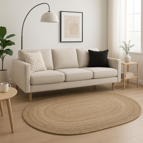 HomeRoots 5' Natural Jute Hand Braided Oval Rug - Timeless Texture & Warmth for Stylish Home Decor Solutions 5' X 7' 395176
