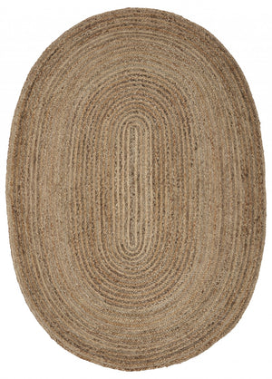 Homeroots 9’ Brown Oval Shaped Jute Area Rug  Jute 395177