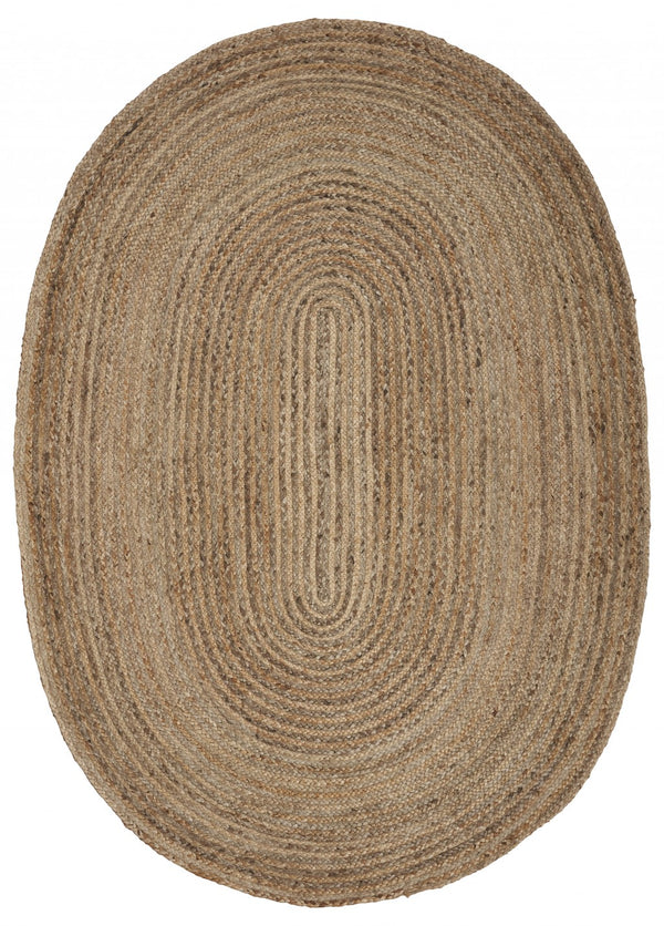 Homeroots 9’ Brown Oval Shaped Jute Area Rug  Jute 395177