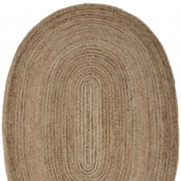 HomeRoots 7' Hand-Braided Natural Jute Oval Rug – Eco-Friendly, Textured Design for Timeless Home Elegance 7' X 9' 395177