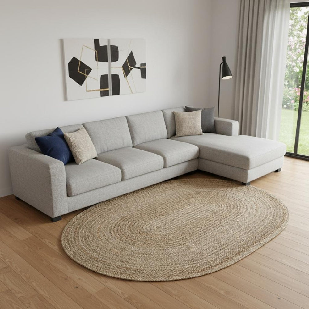 HomeRoots 7' Hand-Braided Natural Jute Oval Rug – Eco-Friendly, Textured Design for Timeless Home Elegance 7' X 9' 395177