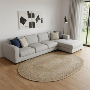 HomeRoots 7' Hand-Braided Natural Jute Oval Rug – Eco-Friendly, Textured Design for Timeless Home Elegance 7' X 9' 395177