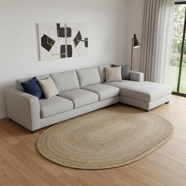 HomeRoots 7' Hand-Braided Natural Jute Oval Rug – Eco-Friendly, Textured Design for Timeless Home Elegance 7' X 9' 395177