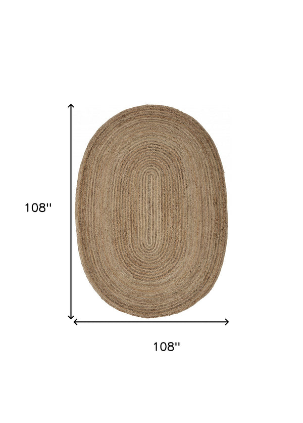 Homeroots 9’ Brown Oval Shaped Jute Area Rug  Jute 395177