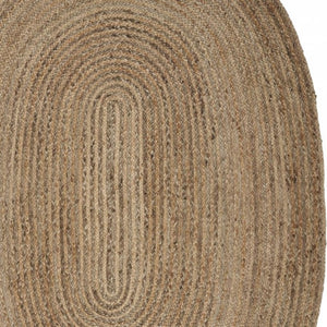HomeRoots 7' Hand-Braided Natural Jute Oval Rug – Eco-Friendly, Textured Design for Timeless Home Elegance 7' X 9' 395177