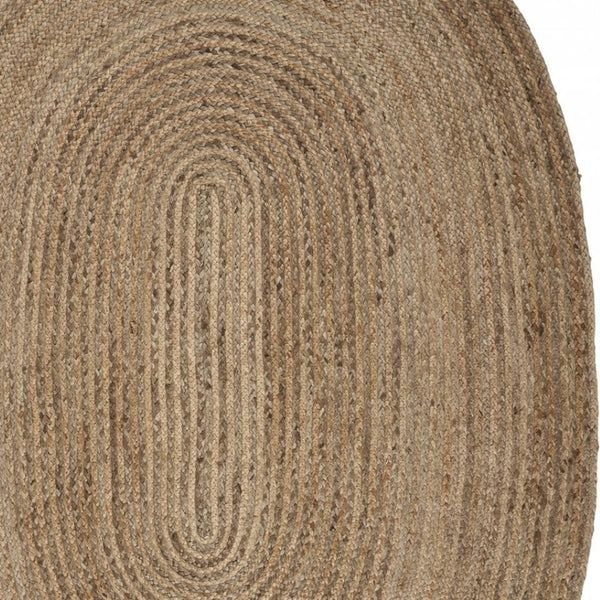HomeRoots 7' Hand-Braided Natural Jute Oval Rug – Eco-Friendly, Textured Design for Timeless Home Elegance 7' X 9' 395177