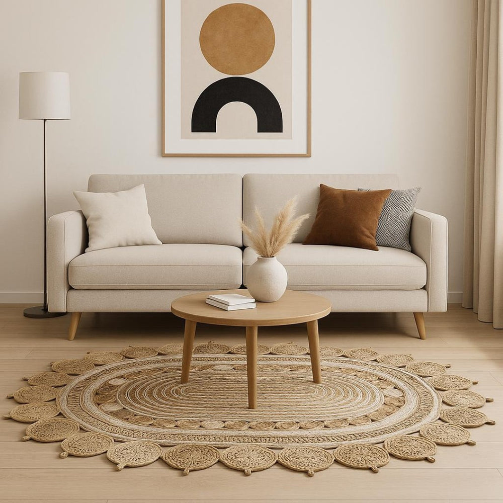 HomeRoots 5' Natural Jute Hand-Braided Oval Rug - Elevate Your Space with Warmth, Texture, and Timeless Style 5' X 7' 395178