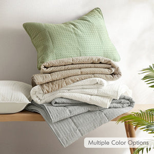JLA Home Comfort Spaces - Waffle Quilted Texture Quilt Set – Lightweight, Oeko-Tex Certified Comfort with Breathable, Plush Feel Gray AM14-0366