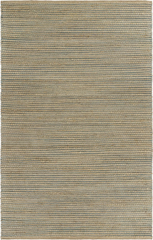 Homeroots 5' X 8' Tan And Blue Undertone Striated Area Rug  Jute 395181