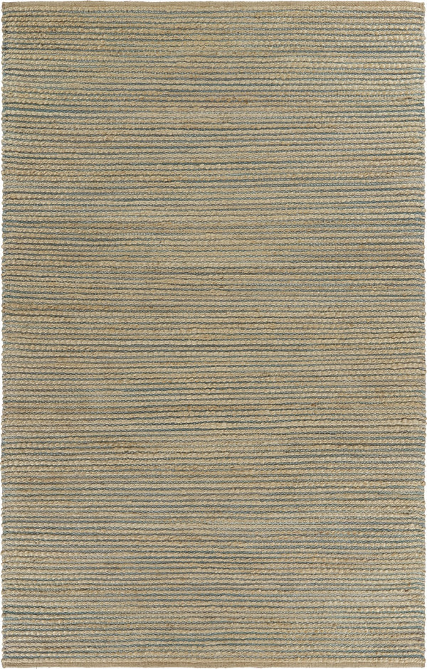 Homeroots 5' X 8' Tan And Blue Undertone Striated Area Rug  Jute 395181