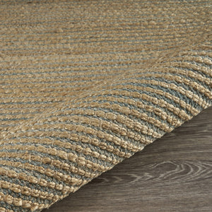 Homeroots 5' X 8' Tan And Blue Undertone Striated Area Rug  Jute 395181